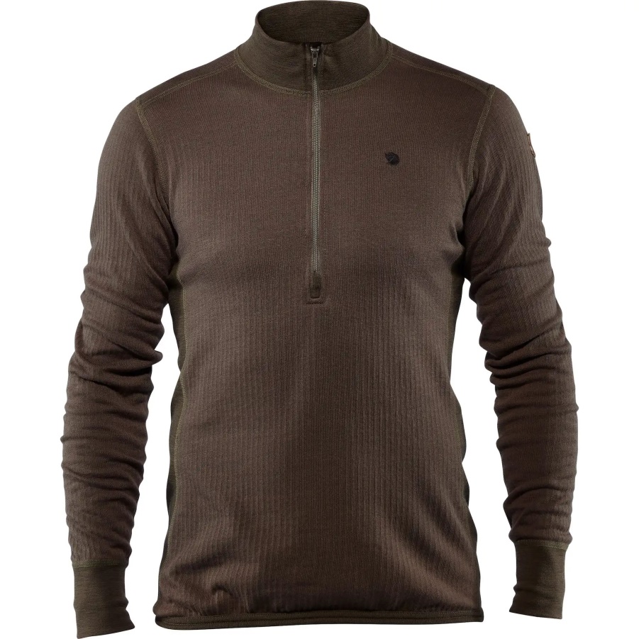 Fashion Fjällräven Dark Olive Värmland Wollterry Halber Reißverschluss M