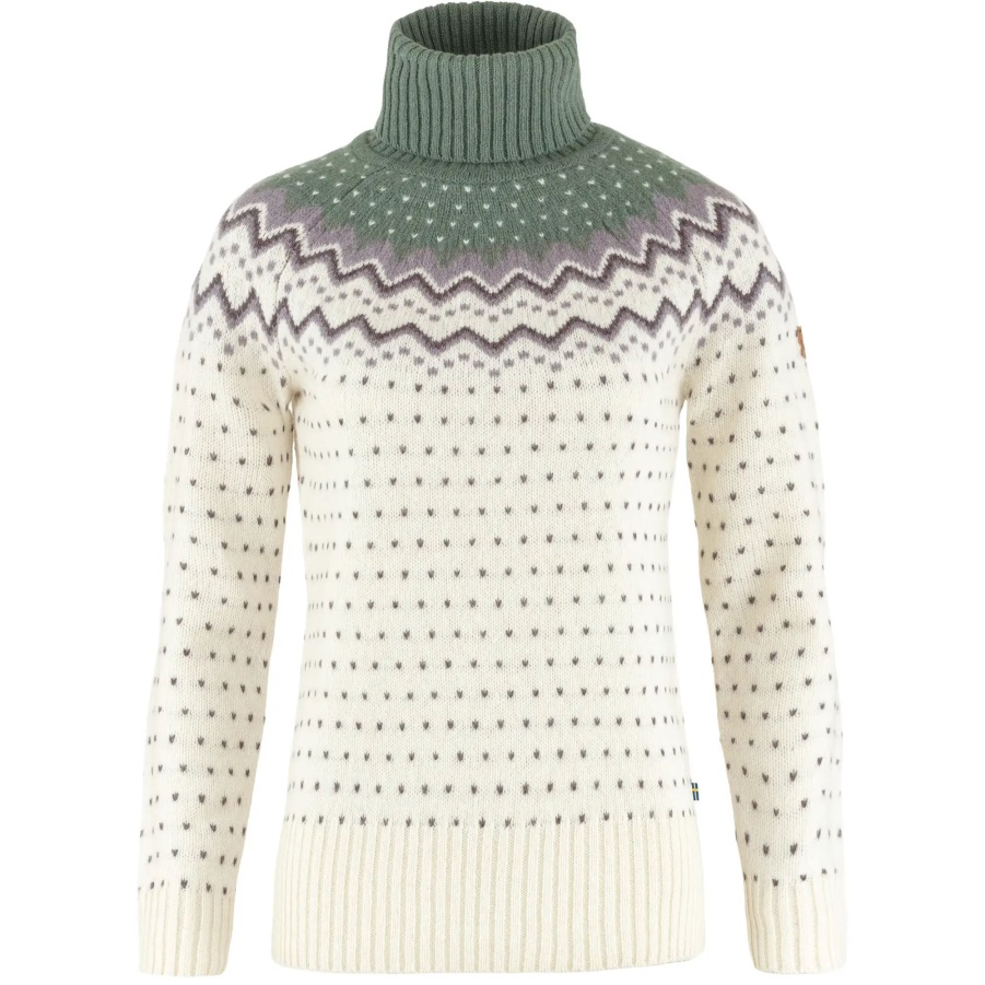 Fashion Fjällräven Övik Rollkragenpullover Aus Strick In Kreideweiß-Patinagrün