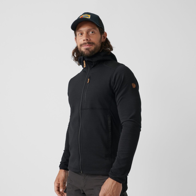 Dunkelgrau/schwarz Fashion Fjällraven Keb Fleece Hoodie M