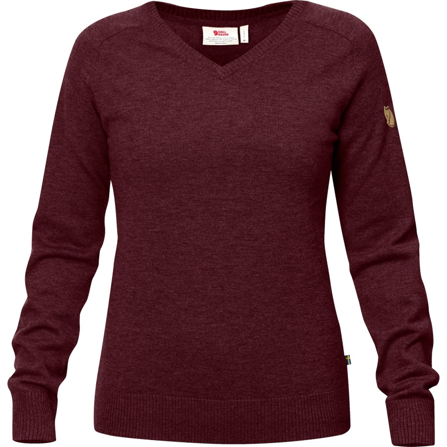 Srmland Pullover Mit V-ausschnitt Und Dunklem Granat Mode Fjällräven