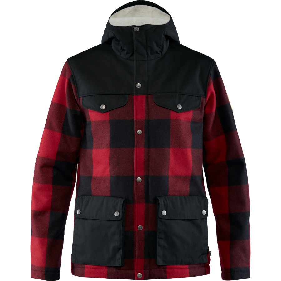 Rot-schwarze Grönland-Wolljacke M Fashion Fjällräven