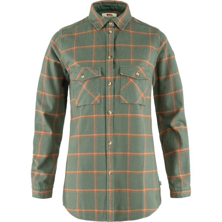Patinagrün-wüstenbraun Övik Twill Shirt Ls W Fashion Fjällräven
