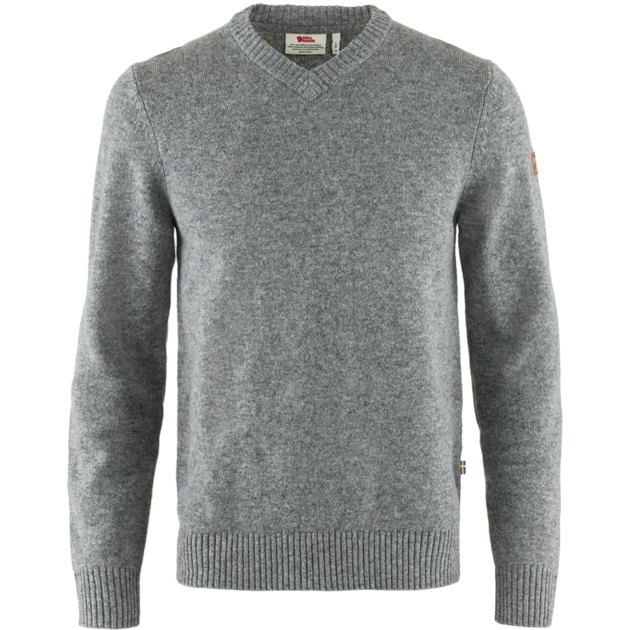 Grauer Fashion Fjällräven Övik Pullover Mit V-Ausschnitt M