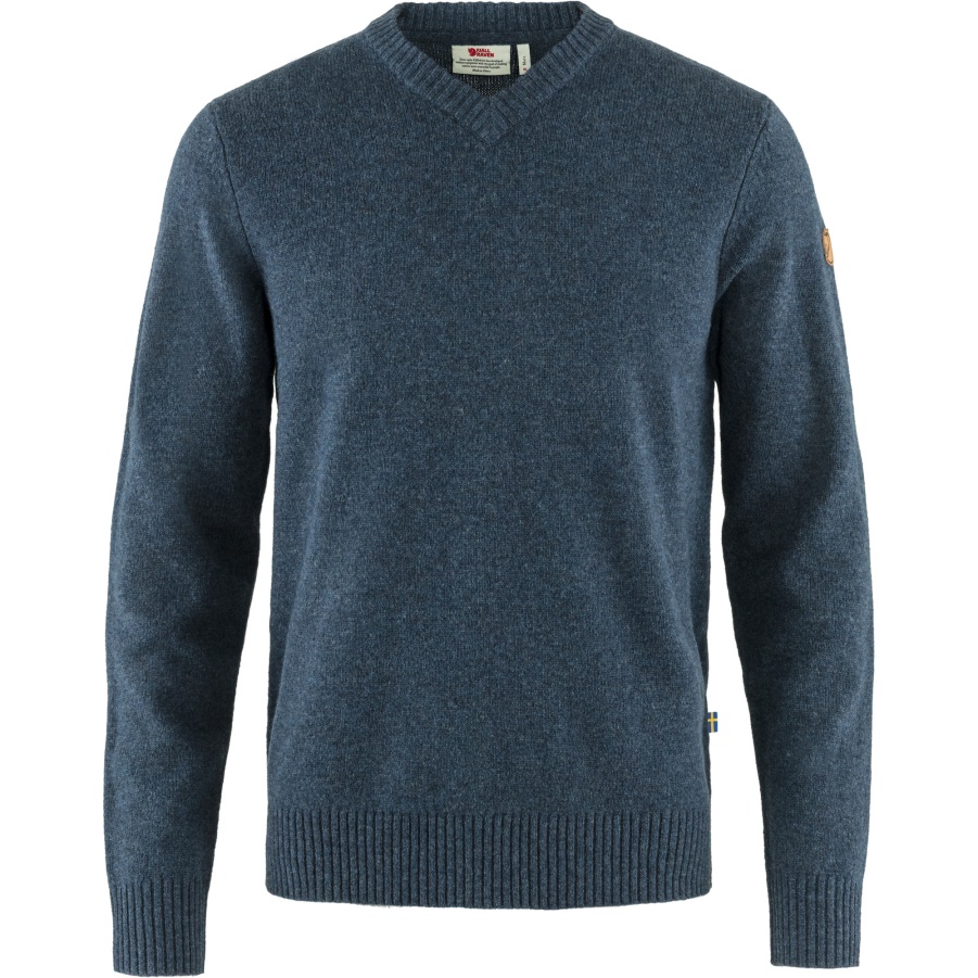Fashion Fjällräven Marineblauer Övik Pullover Mit V-Ausschnitt M