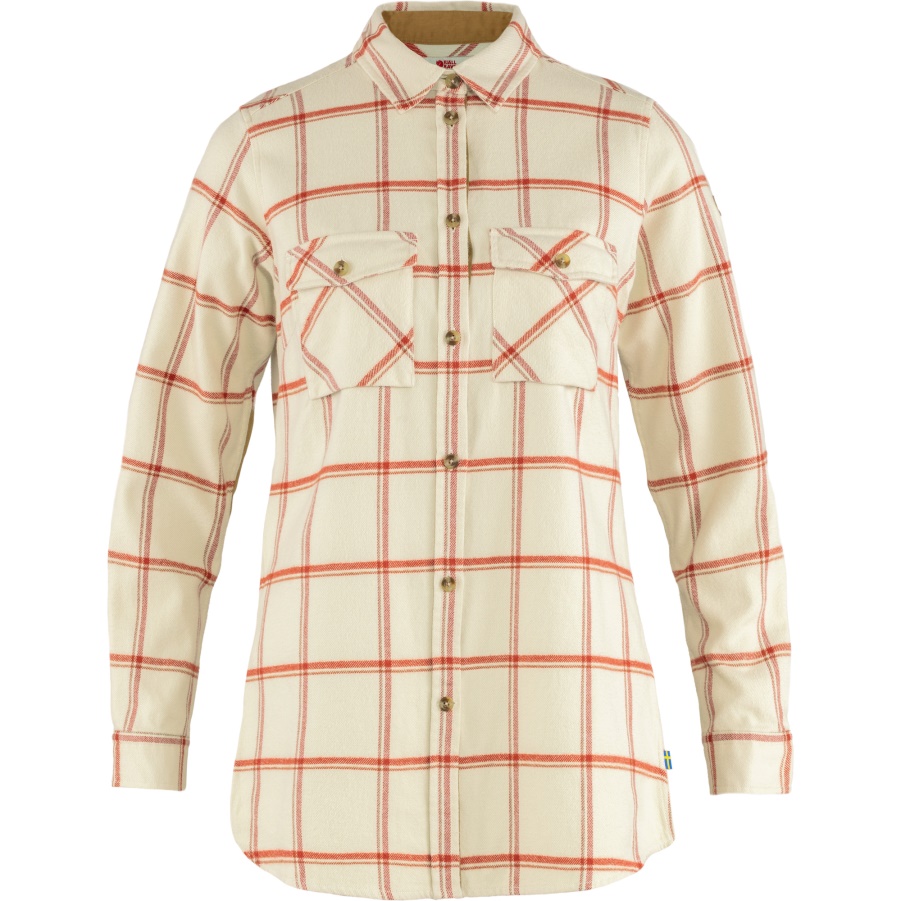 Övik Twill Shirt Ls W Fashion Fjällräven Kreideweiß-kabinenrot