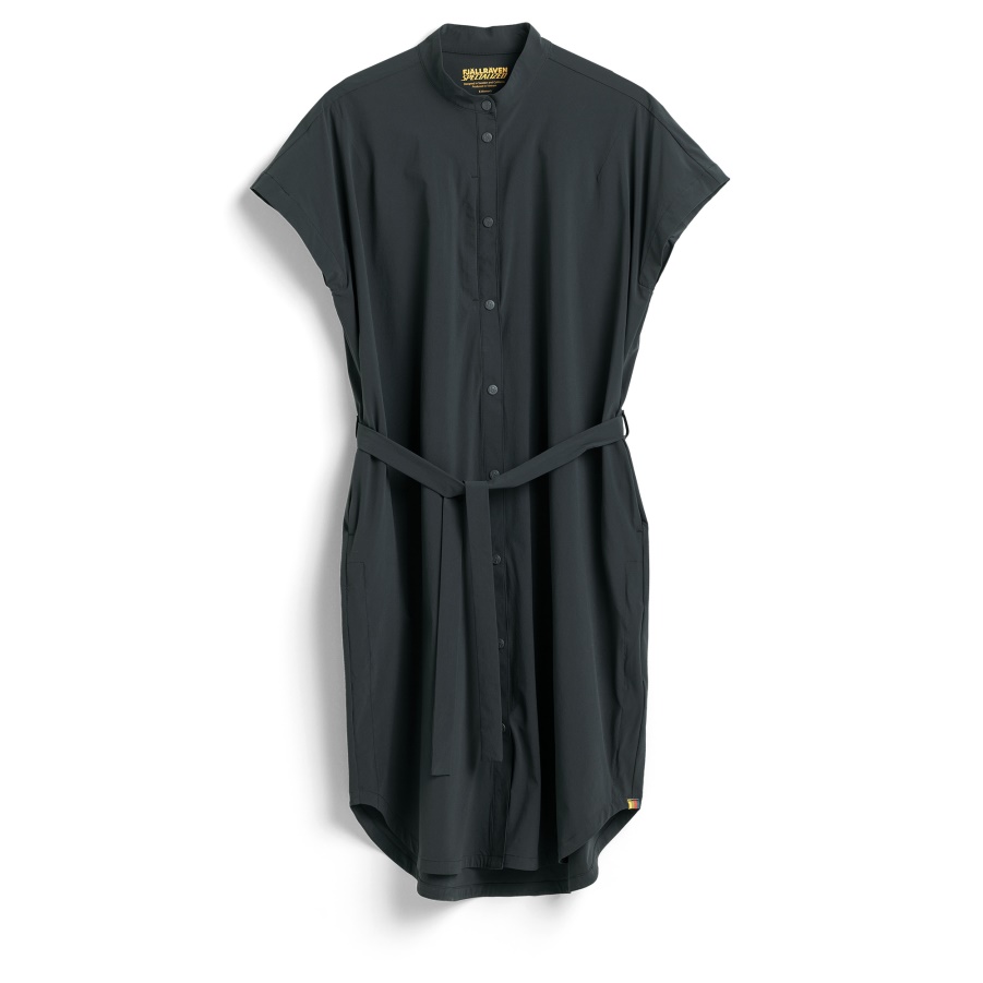 Schwarzes S/f Sattel-zu-Tisch-Kleid Mit Modischem Fjällräven