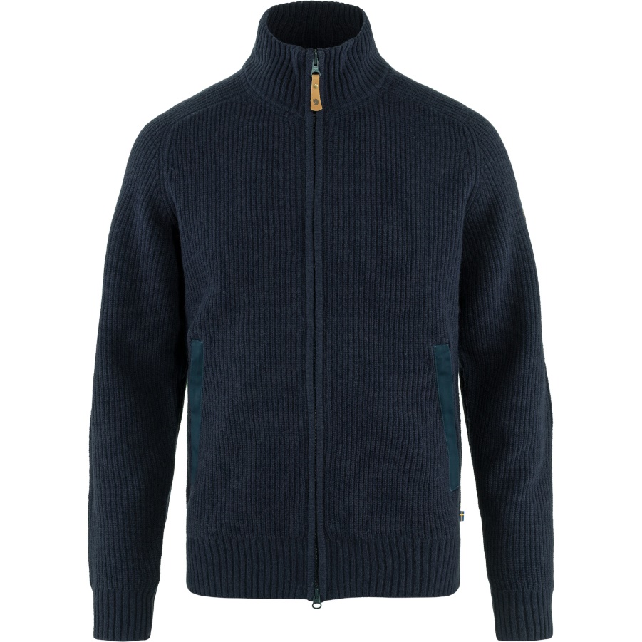 Dark Navy Fashion Fjällräven Brand Övik Zip Cardigan Knit M